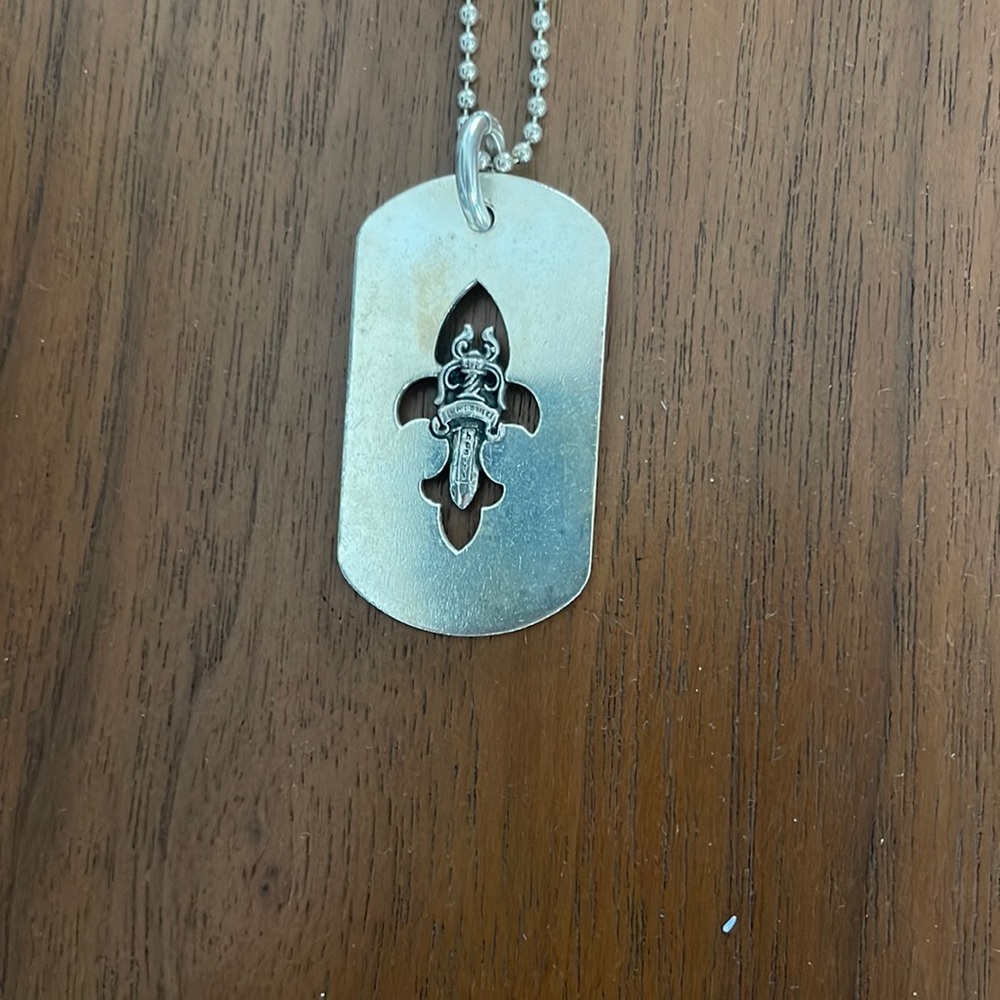 Chrome Hearts sterling silver dog tag pendant